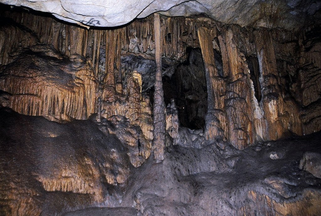 stalactites inside of cave at the Church of St. John the Baptist commemorate festival of her birth at Herakleia, Greece
