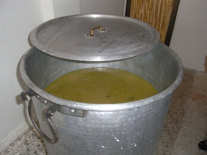 Thebes, Plataea, Festival of Bean Soup - Gastronomy Tours a bronze cauldron with soup at the Festival of Bean Soup at Thebes, Greece