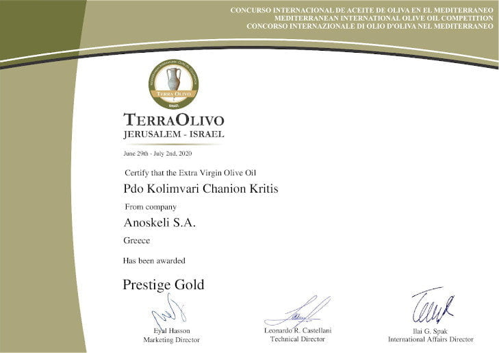 Anoskeli S.A. - Press release - Gastronomy Tours terra olivo Anoskeli prestige gold medal 2020 page 001 - Gastronomy Tours