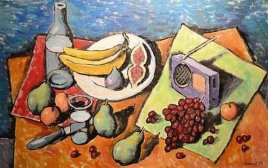 Gastronomy in Art - Gastronomy Tours painting by Pavlos Samios||poster Gastronomy in Art exhibition