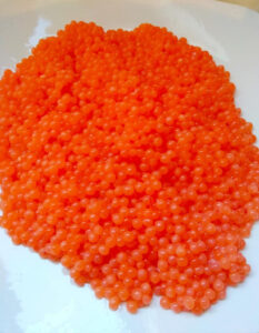 close-up of orange caviar from G-Fish company