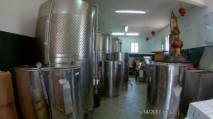 aluminum wine storage tanks at 'Amorgion' plant
