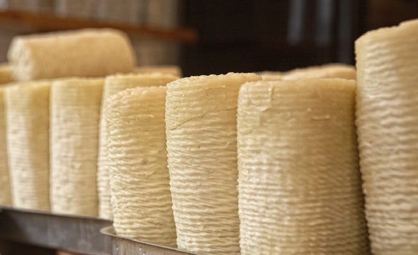 Formaela - Gastronomy Tours Close-up of lying Greek ‘Formaela’ pale-yellow cheeses