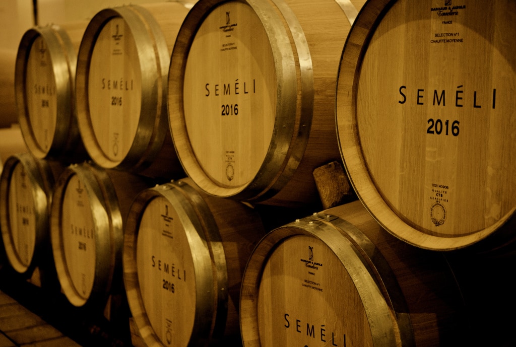 Semeli Estate Awards - Gastronomy Tours personalized wooden wine barrels sign with the Semeli Estate logo into the cellar||Semeli Estate logo company