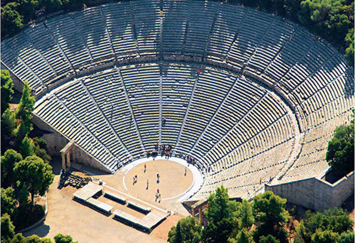 The Best Epidaurus, or Epidavros, Food Tours - Gastronomy Tours an aerial view of an ancient amphitheater