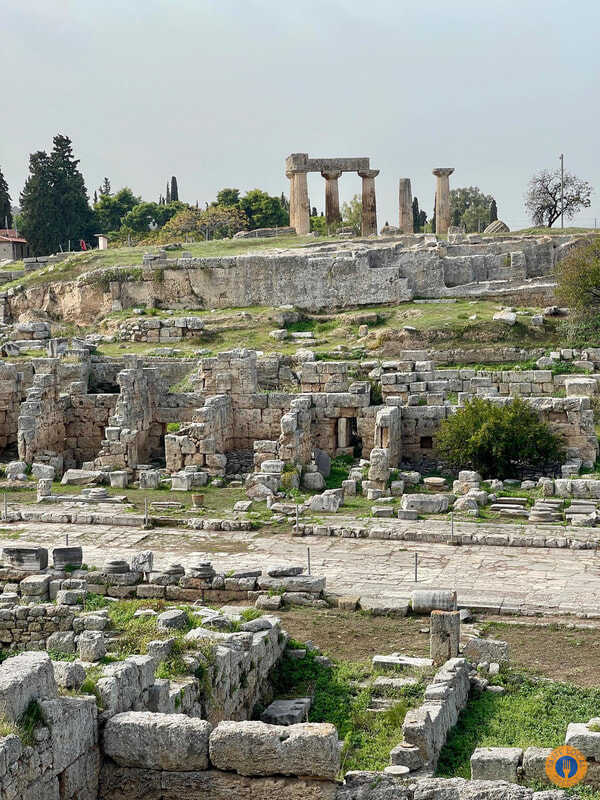 Akrocorinthos, the biggest ancient fortress of the Peloponnese. - Gastronomy Tours a stone ruins on a hill in Akrocorinthos