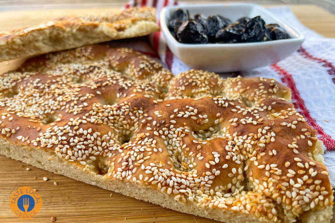 Lagana recipe by G. Grigoriadis - Gastronomy Tours a close up of bread
